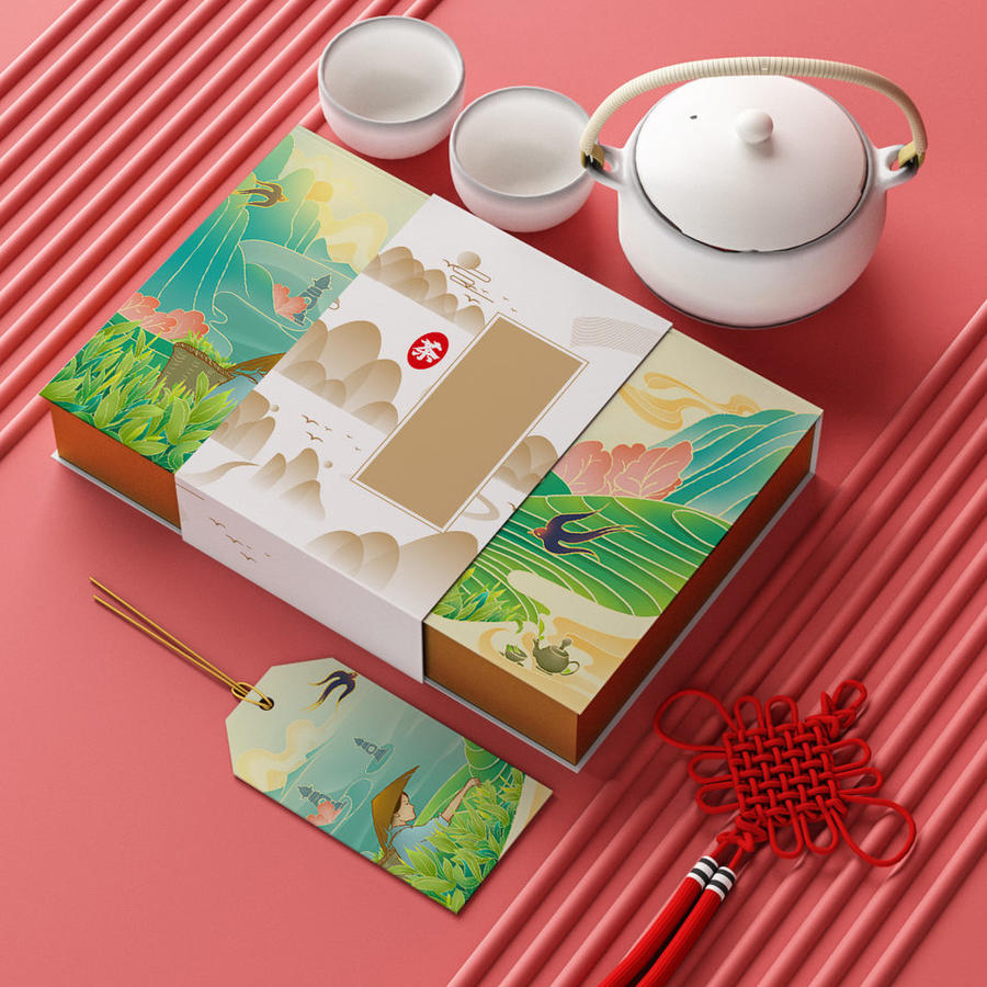茶叶礼盒包装vi样机素材