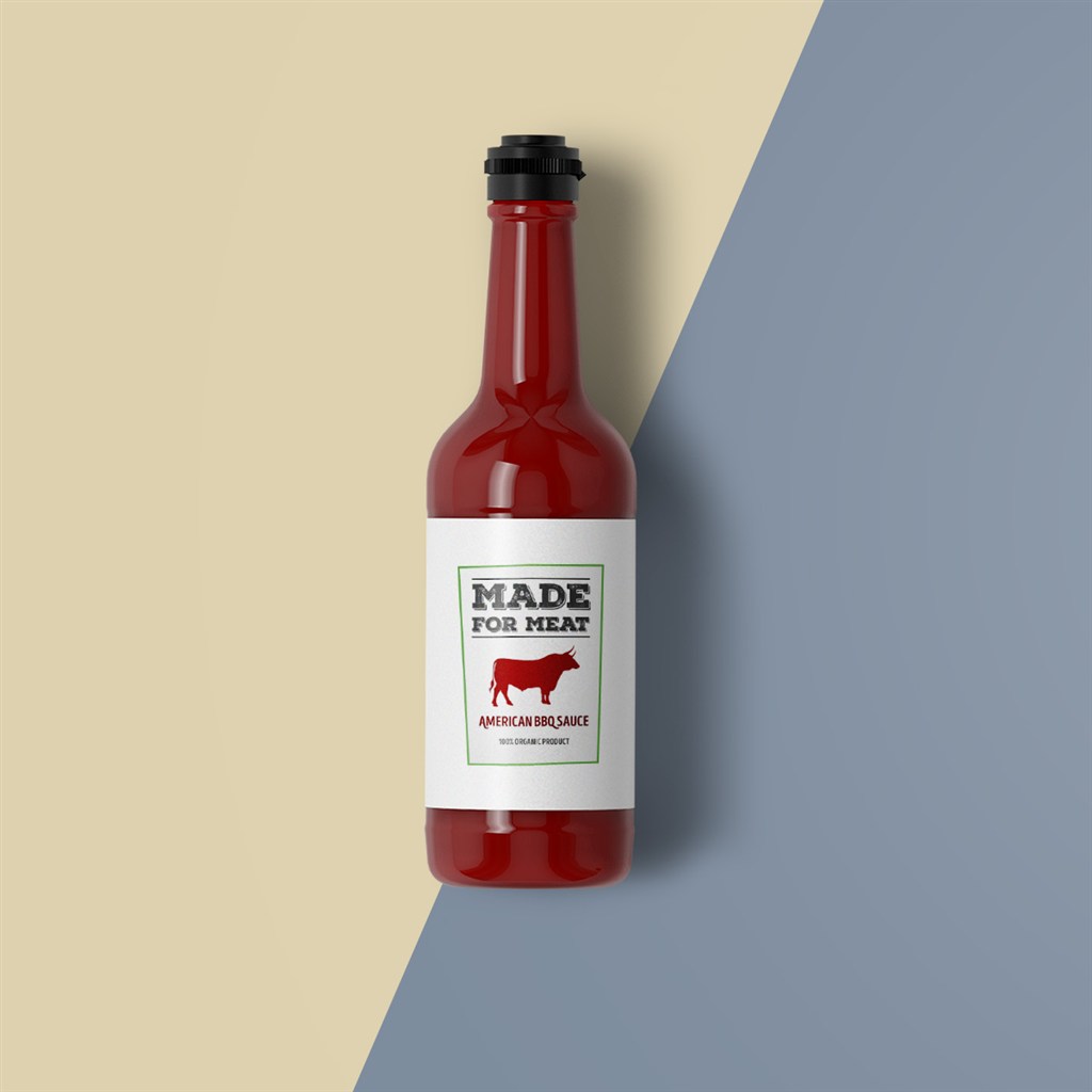 有机食品之美式烧烤酱玻璃瓶包装样机模板