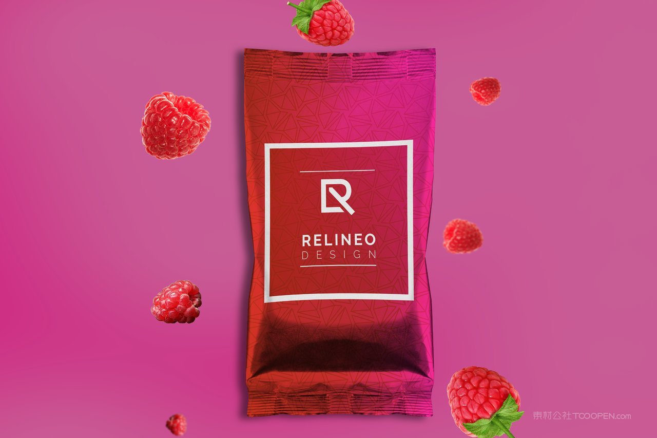 草莓零食包装袋样机