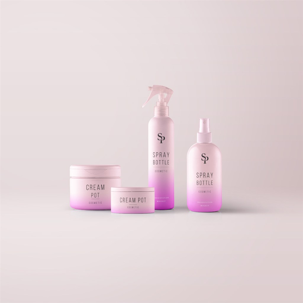 化妆品包装瓶子VI样机贴图