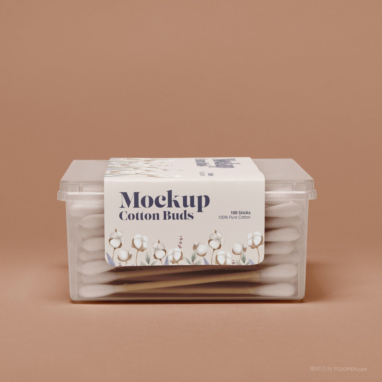 方形透明塑料棉签包装贴图样机