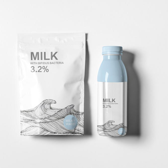 袋装瓶装牛奶包装样机