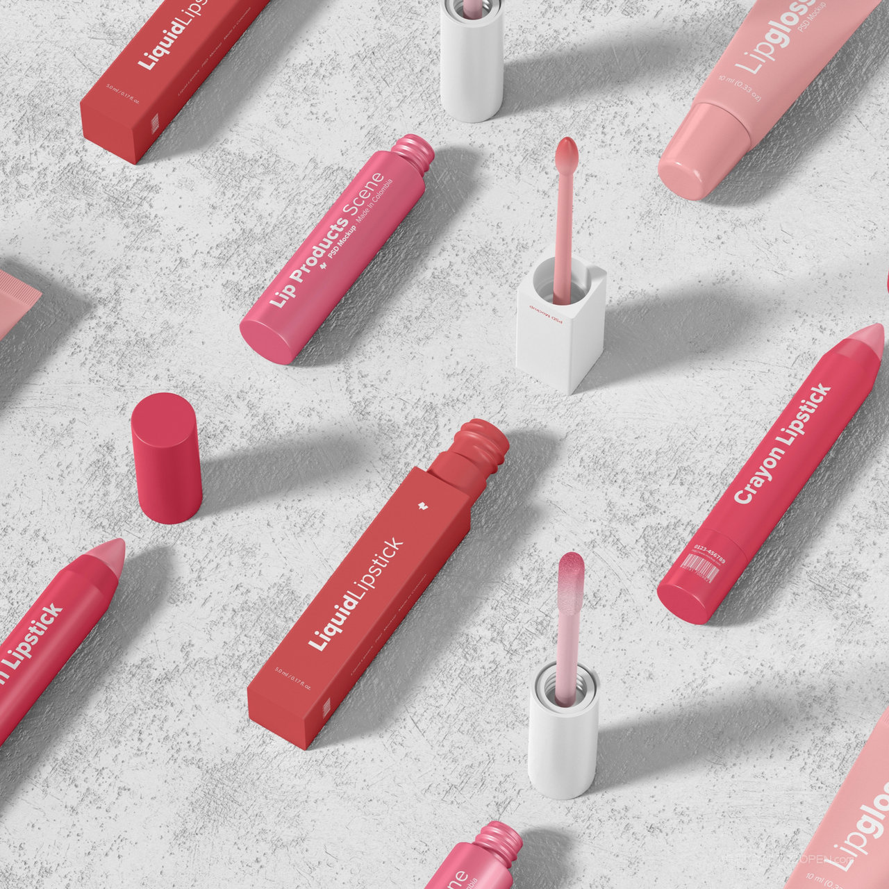 液体口红唇釉包装贴图样机