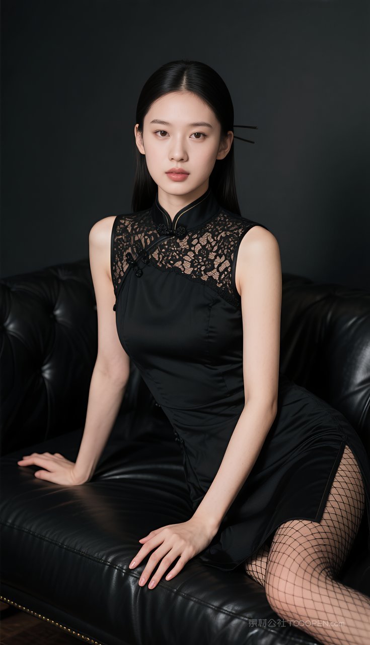 美女丝袜性感美腿国风旗袍少女短裙模特