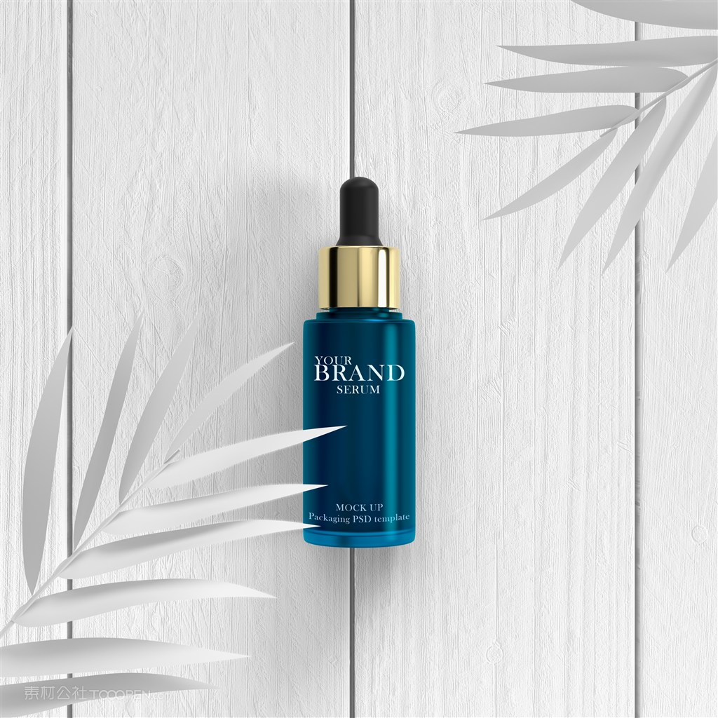 俯视图在木板上的高级化妆品护肤品样机