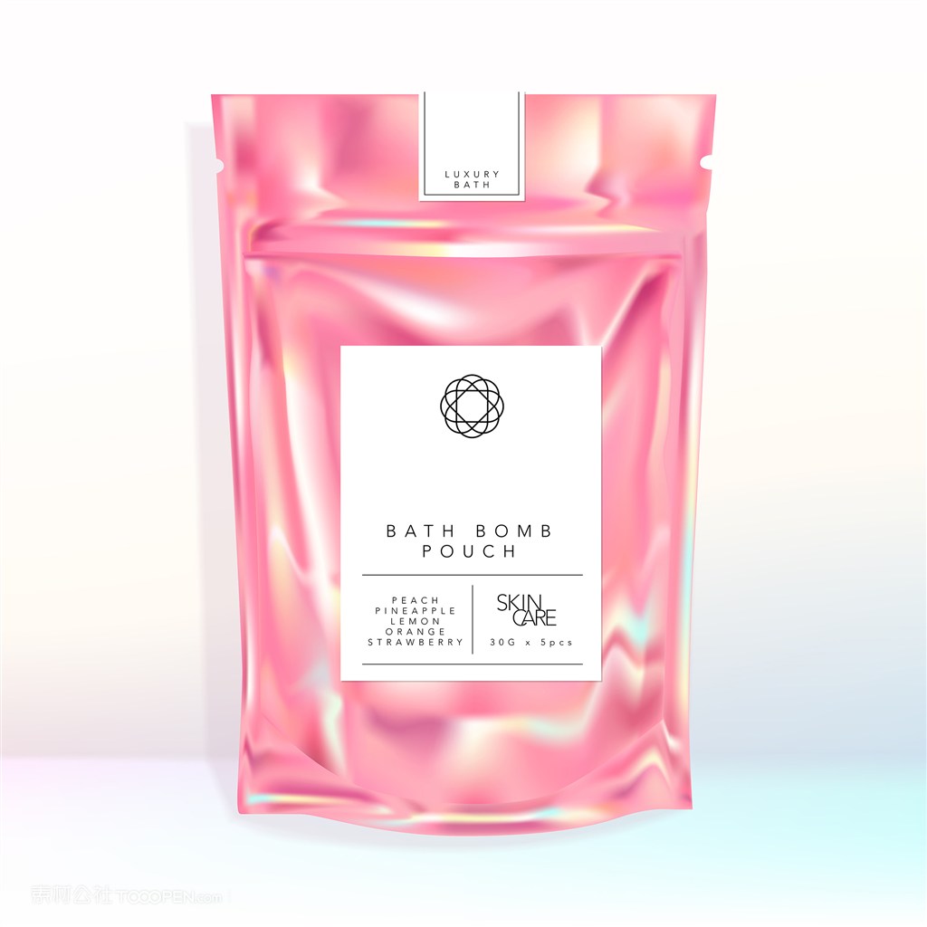 主色调为红色的全息彩虹色密封袋包装贴图样机