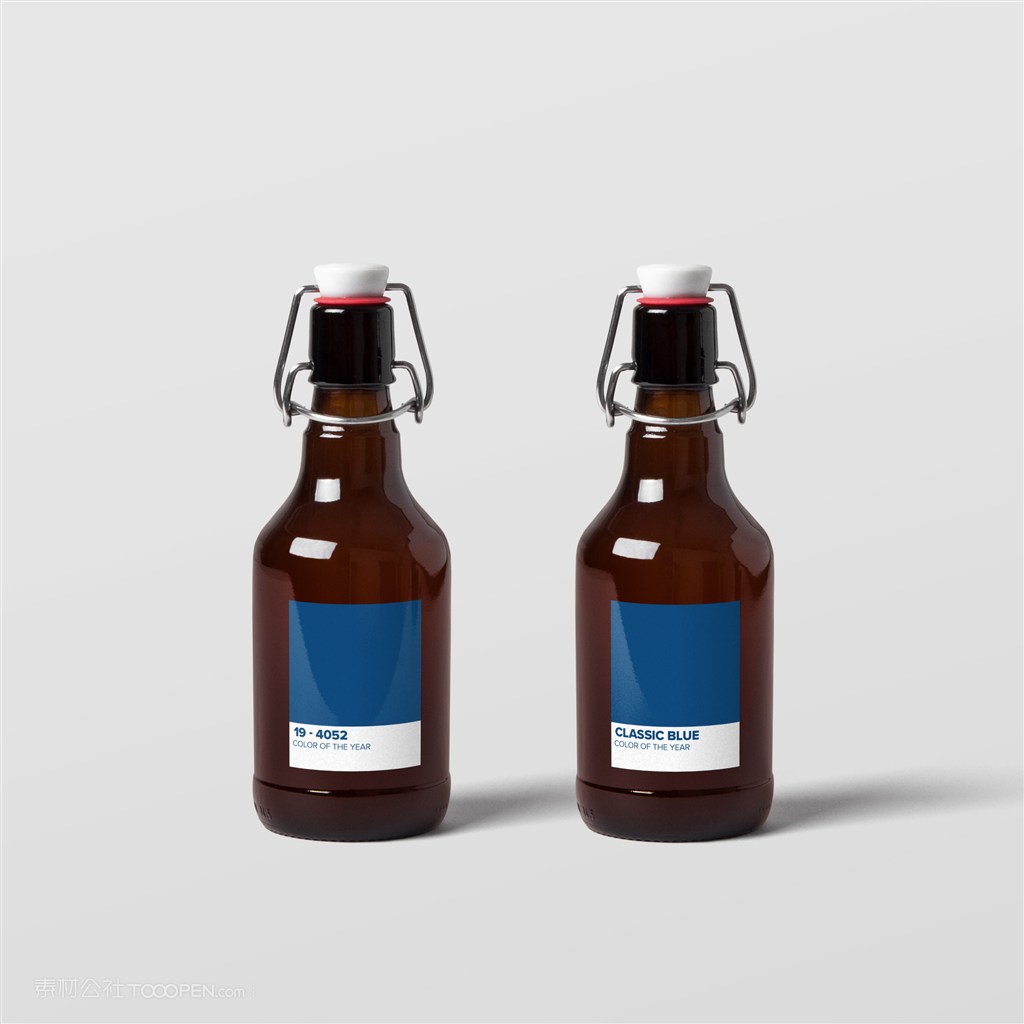 棕色玻璃啤酒瓶贴图样机