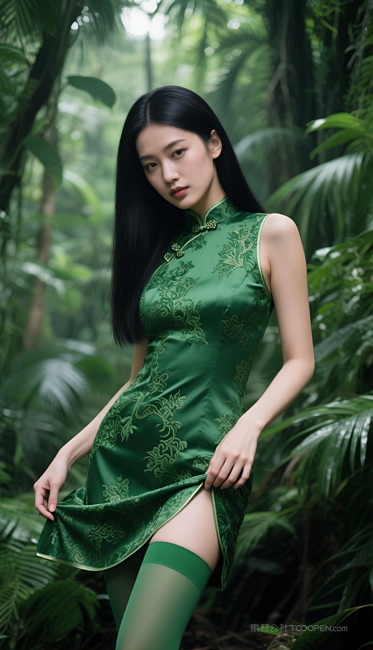 美腿旗袍丝袜国风短裙性感美女少女模特