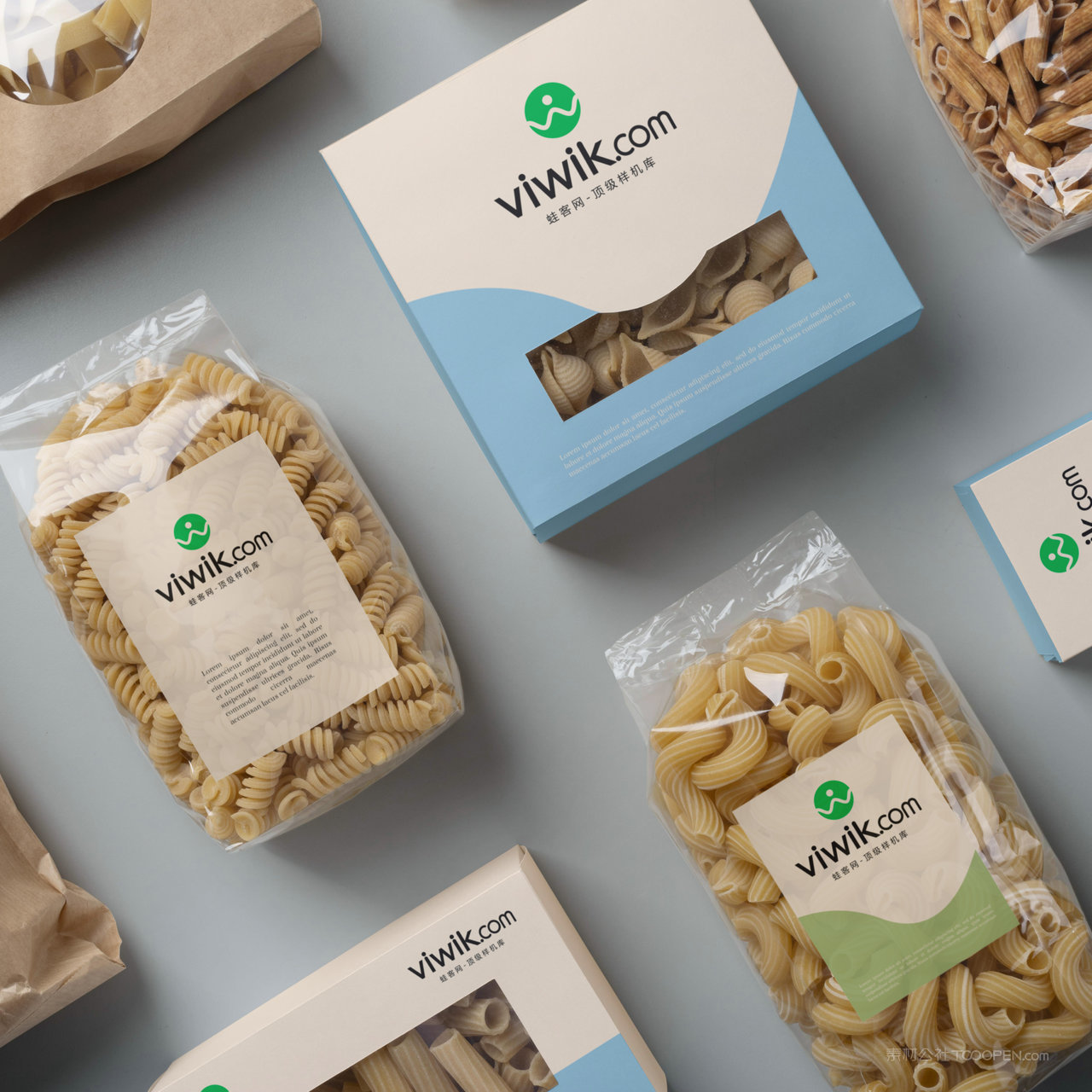 食品包装包装盒透明真空包装意面包装贴图样机