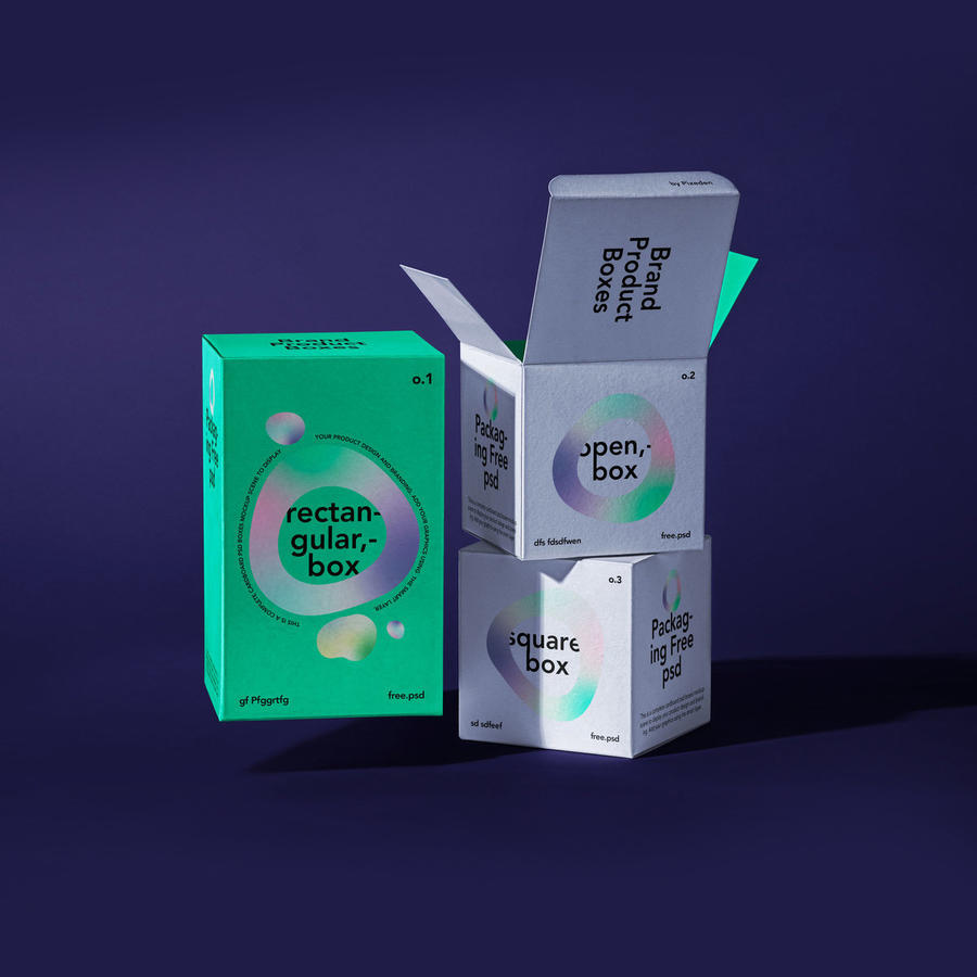 盒子样机效果图展示纸盒包装盒设计