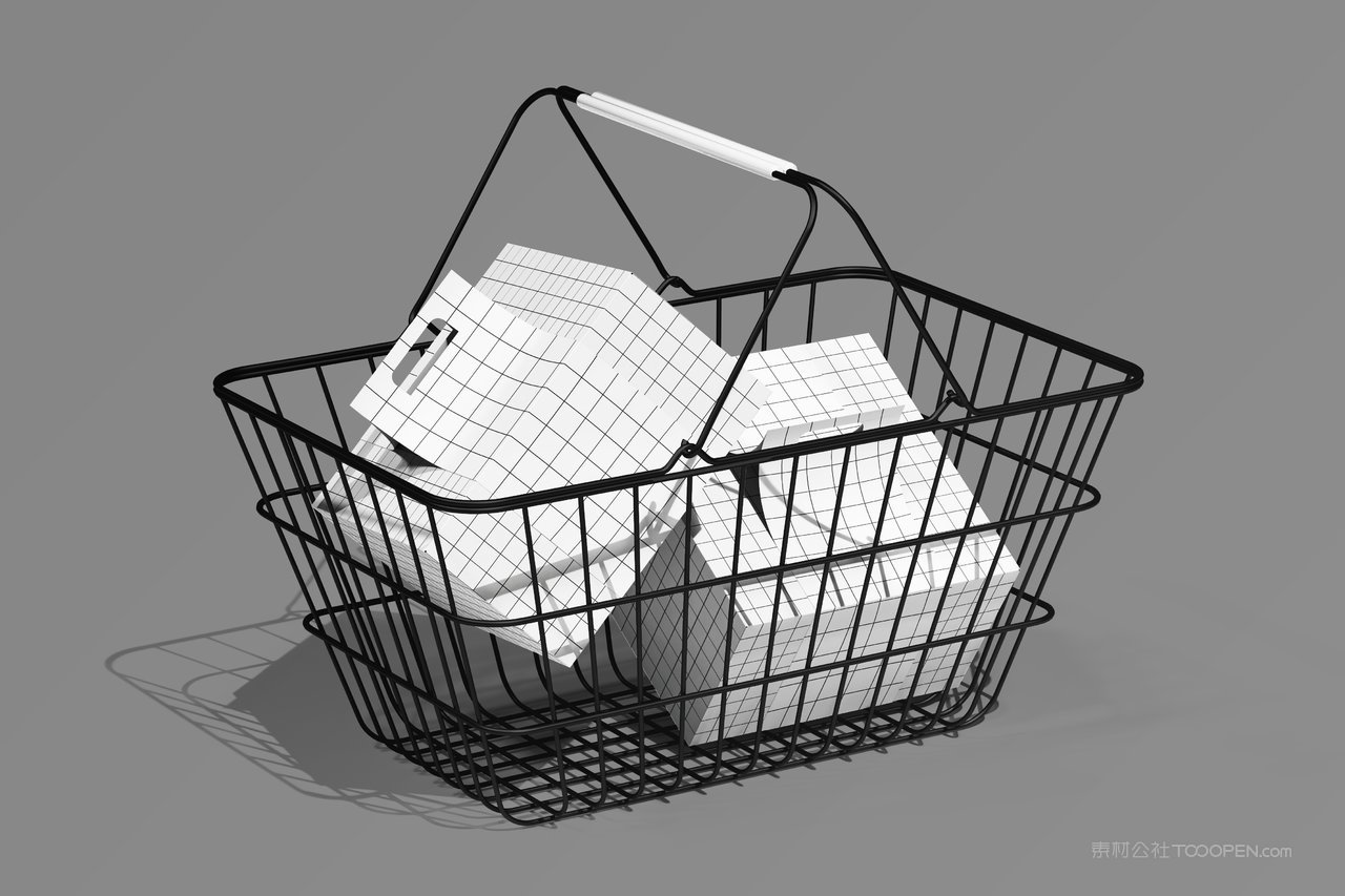 篮子里的纸盒包装样机