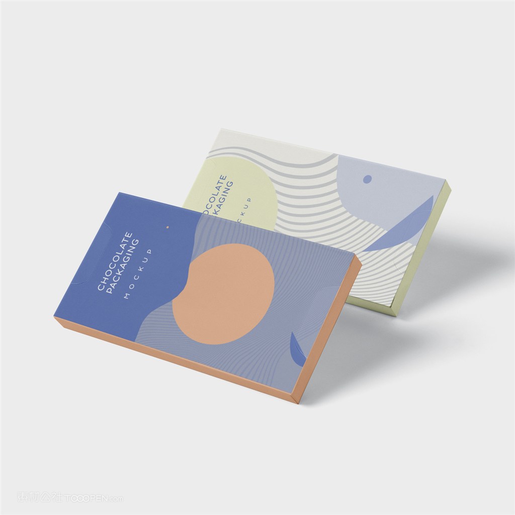 两个倾斜的纸盒包装盒贴图样机