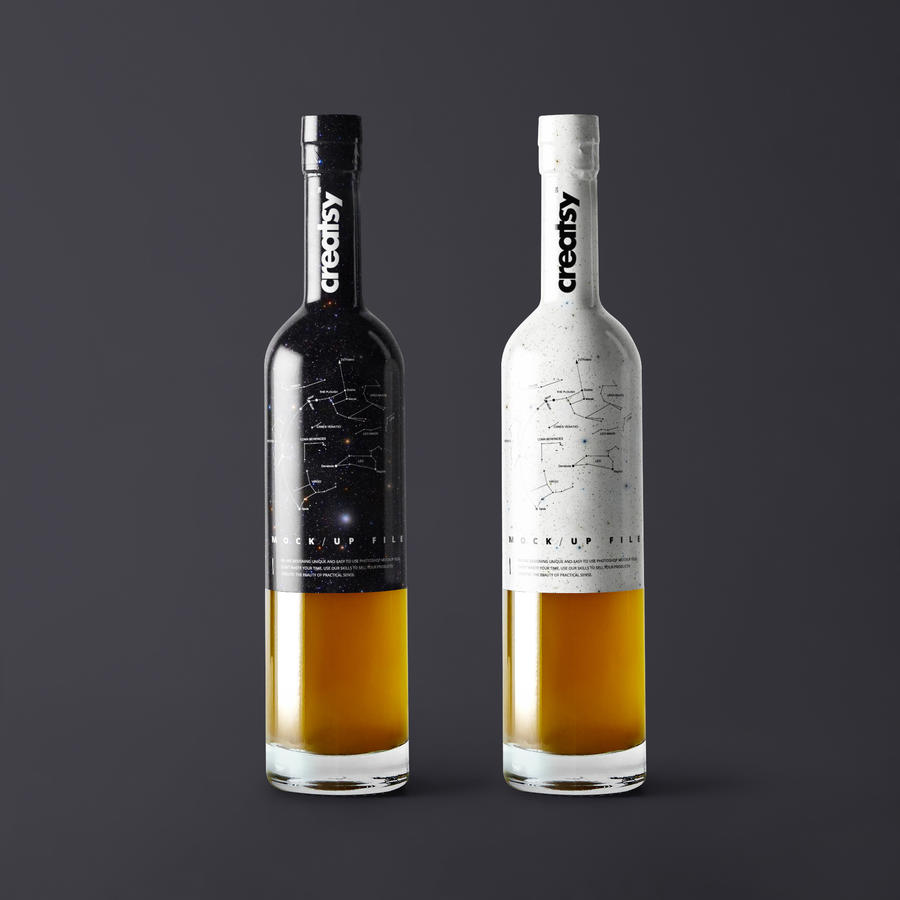 黑白两色红酒包装贴图样机