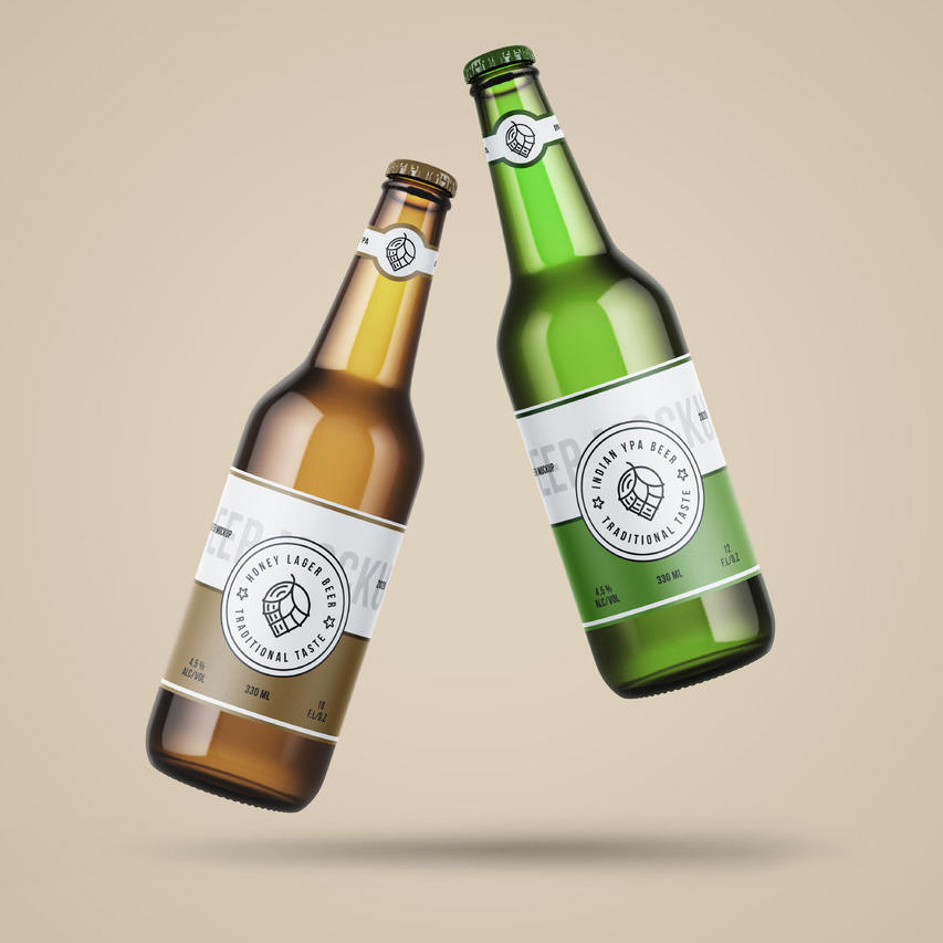 两个悬浮啤酒瓶模型