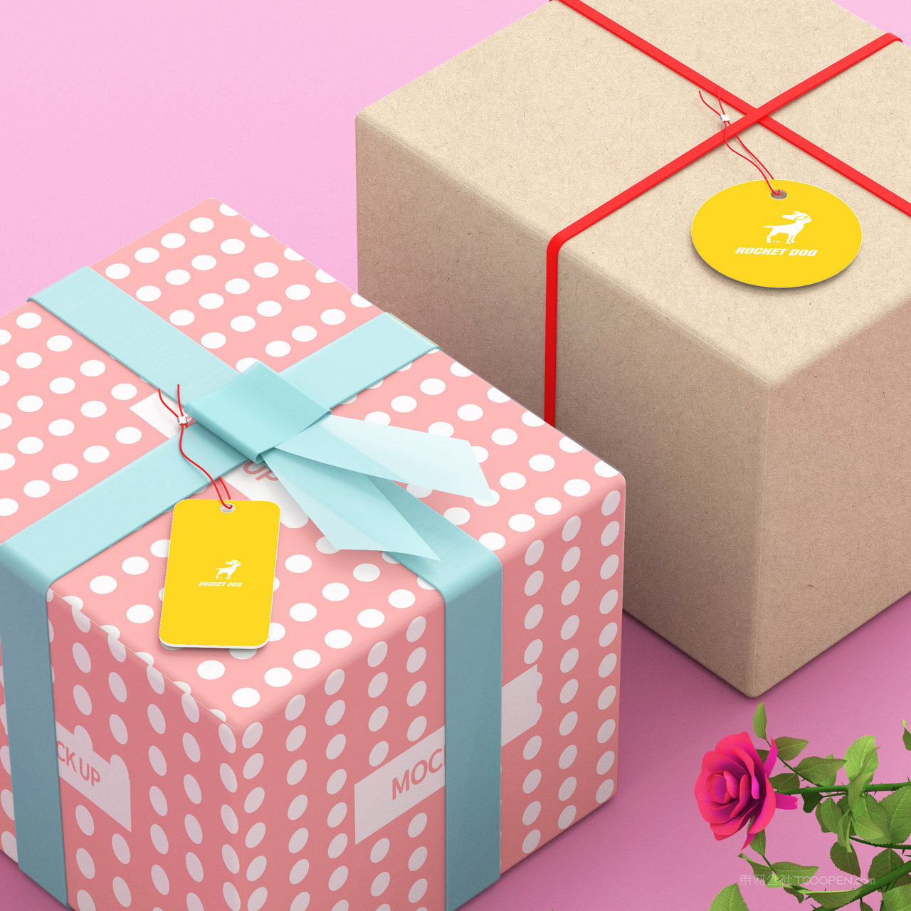 标签包装纸礼品包装贴图样机