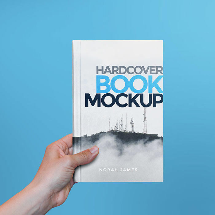 手拿书籍封面设计效果展示样机模型