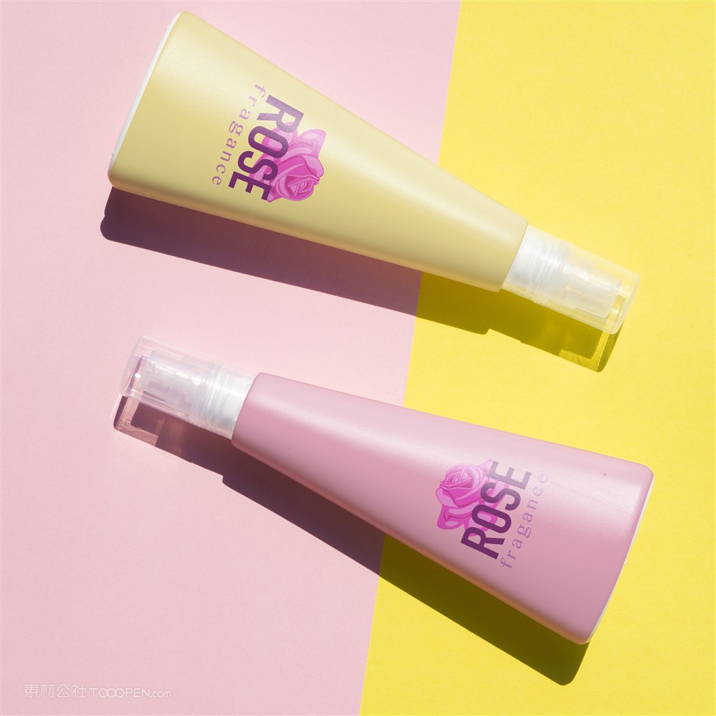 红黄两色香水瓶贴图样机