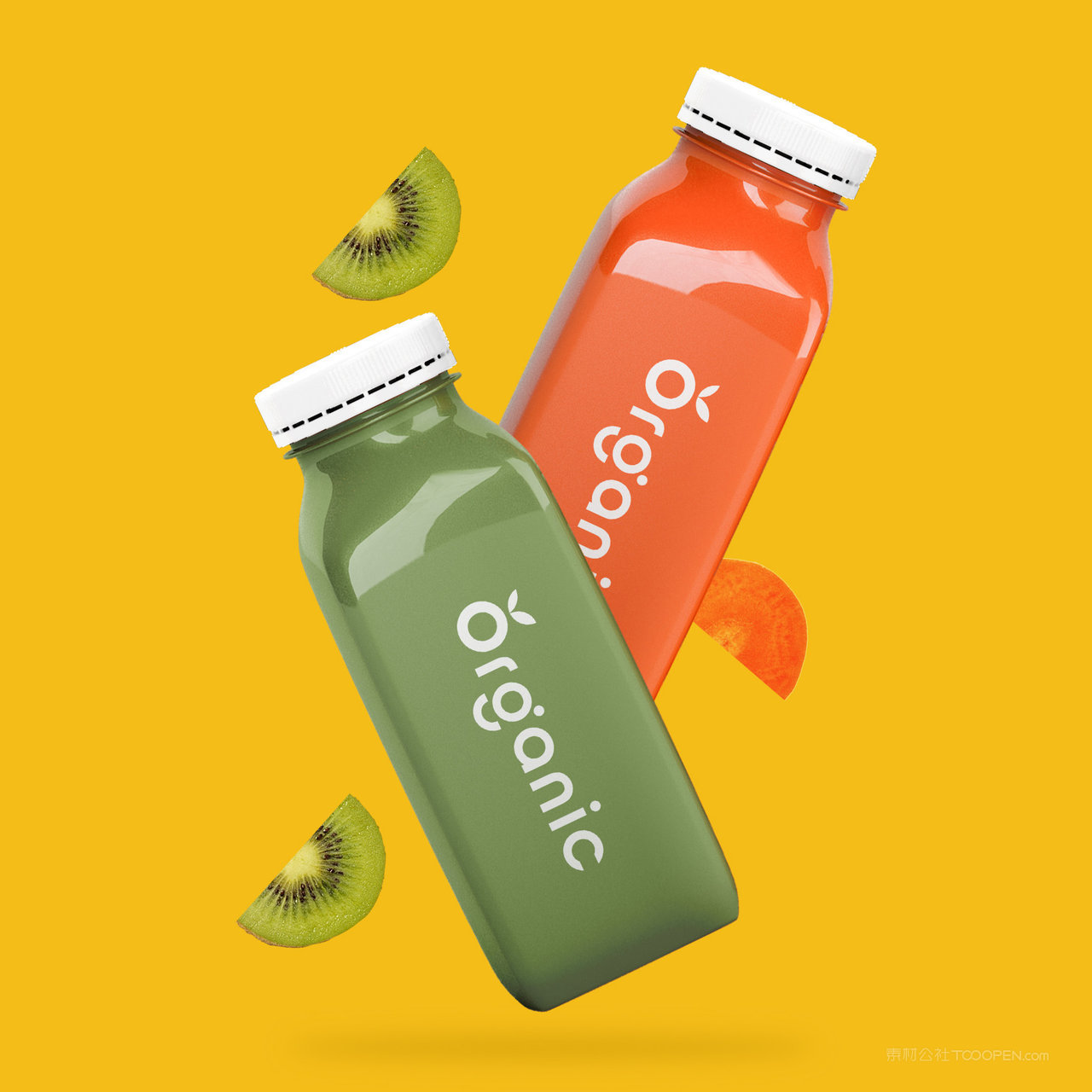 果蔬品牌VI饮料包装瓶贴图样机