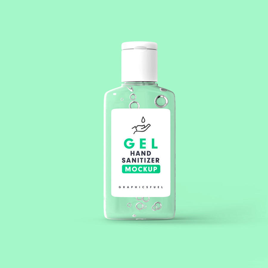 透明乳液洗手液瓶标签设计展示样机模型