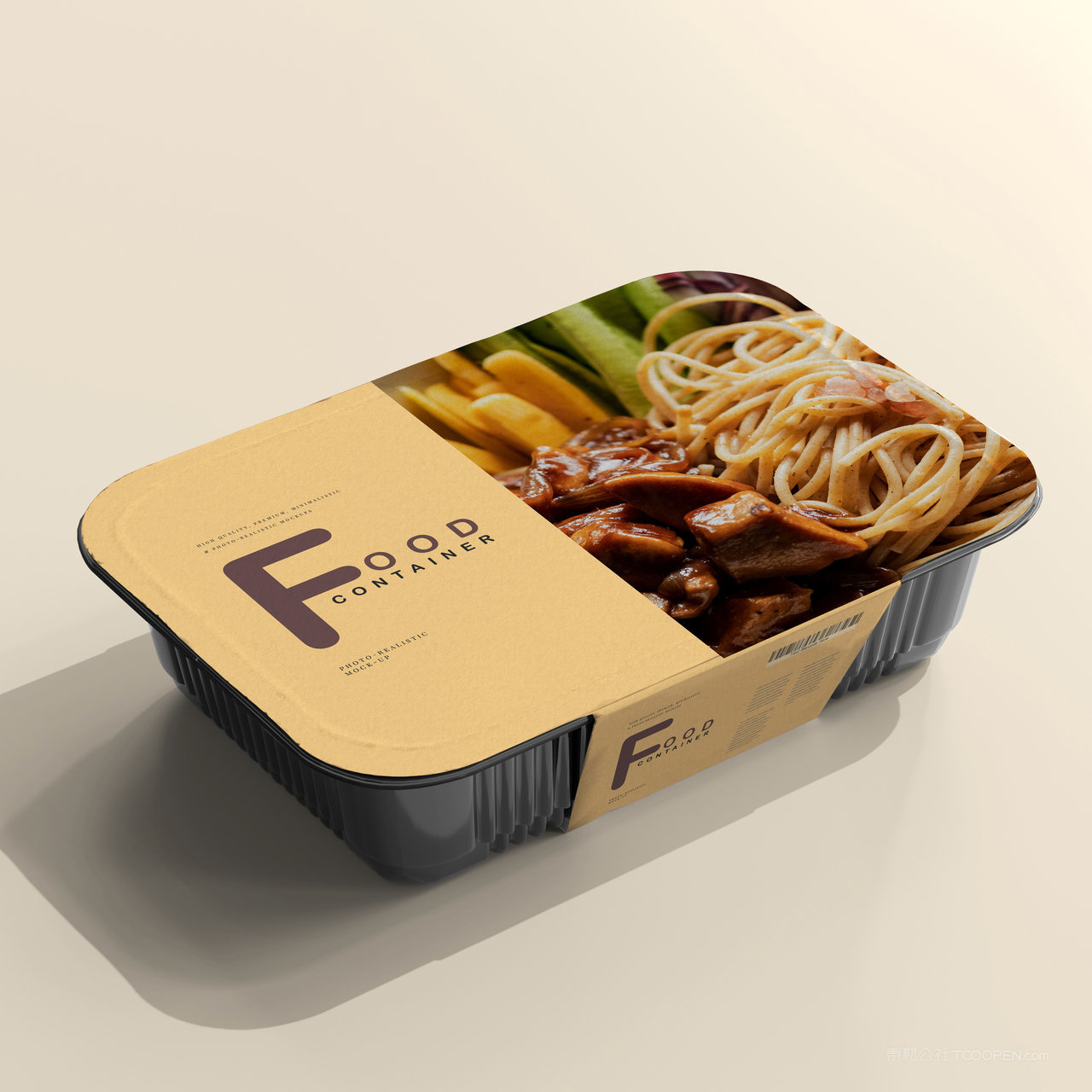 速热盒饭意面包装贴图样机