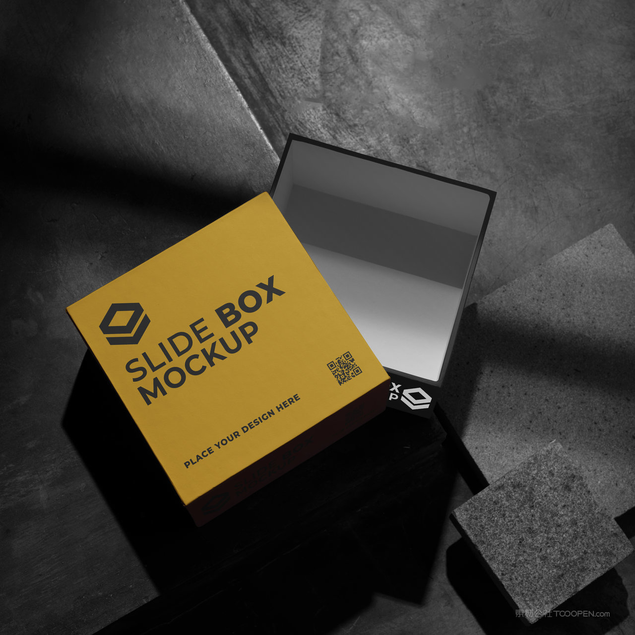 彩色方形纸盒包装盒贴图样机