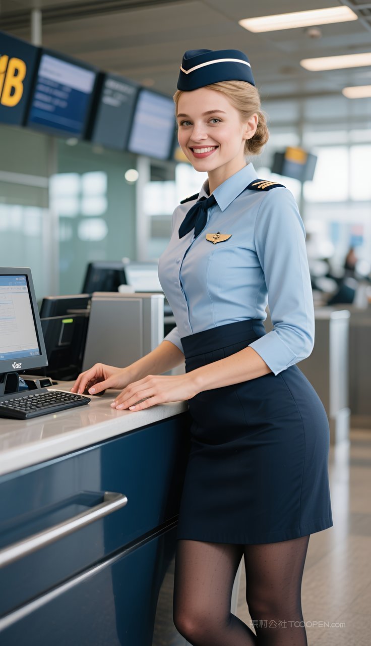 欧美短裙美女制服长腿丝袜空姐性感