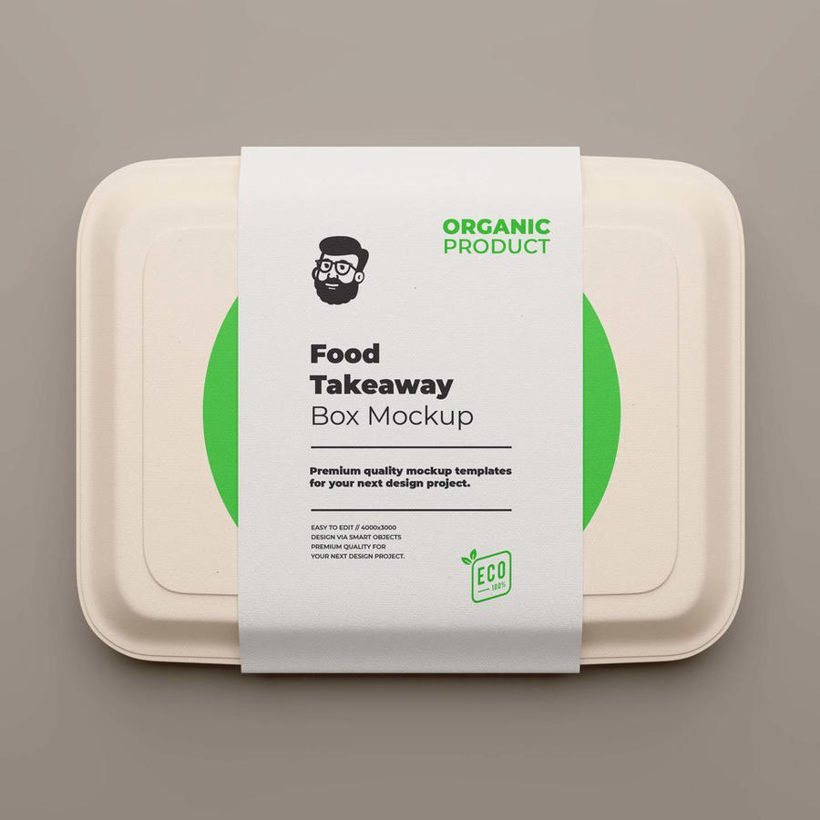 外卖盒标签样机