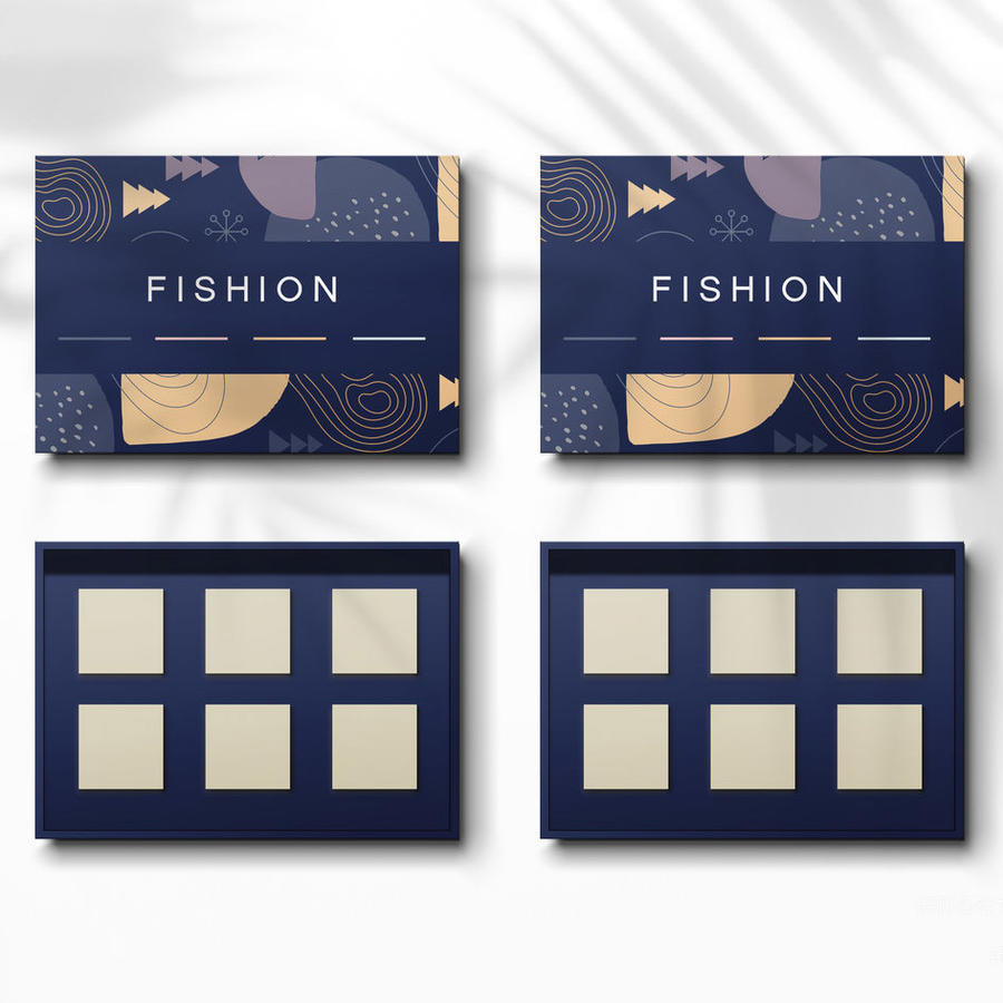 白色背景上的蓝色大气包装盒样机