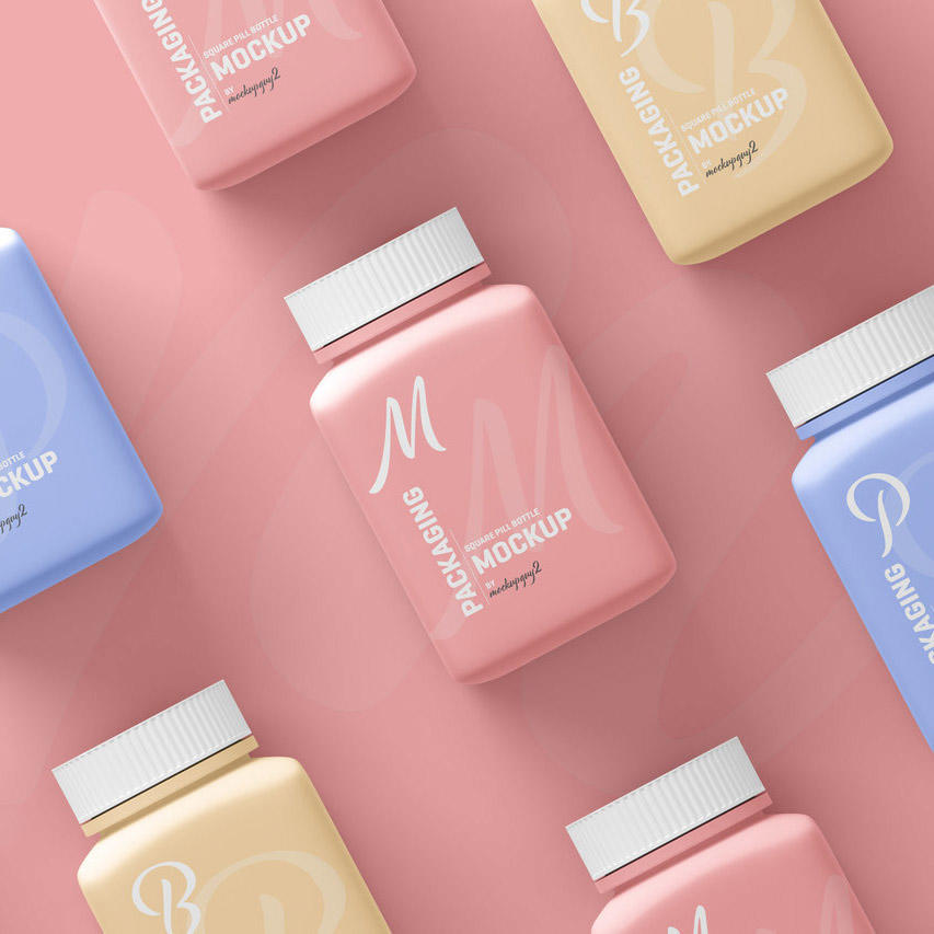 方形药丸塑料瓶样机