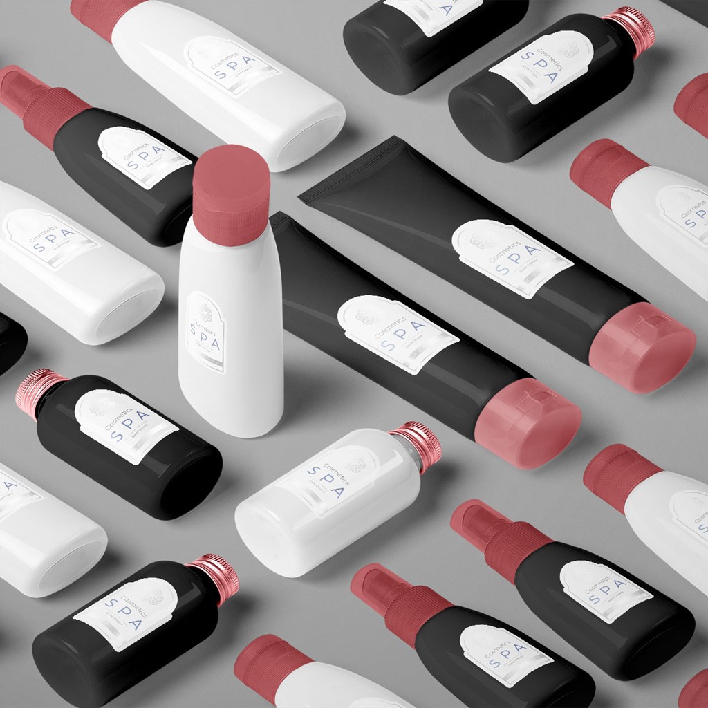 spa精油瓶子包装贴图样机