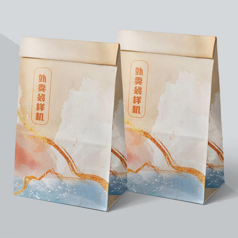 高端大气品牌设计vi手册外卖包装袋样机