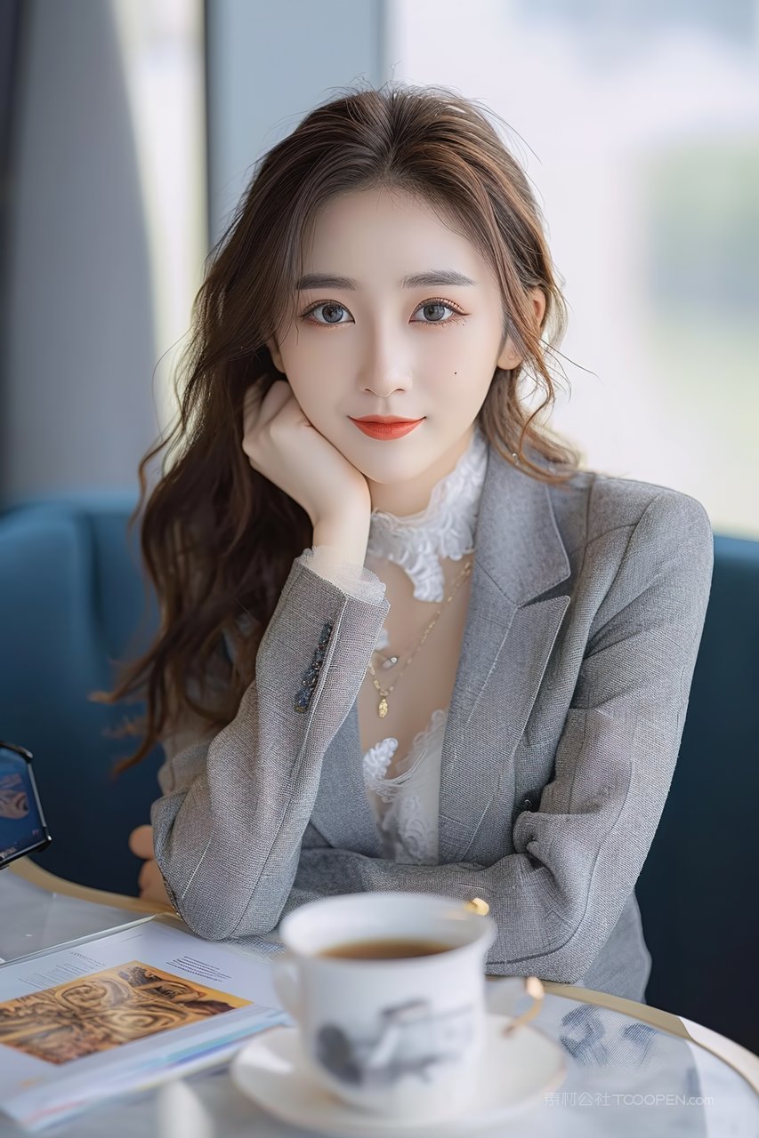 气质模特时尚摄影服装魅力长发美女年轻美白