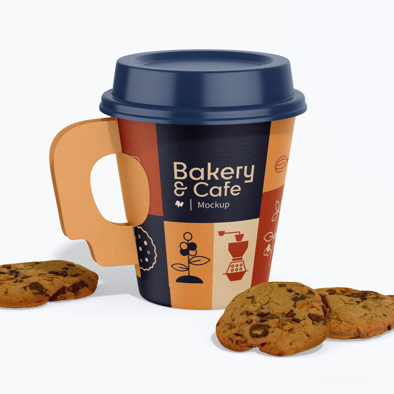 带把手的一次性杯子贴图样机