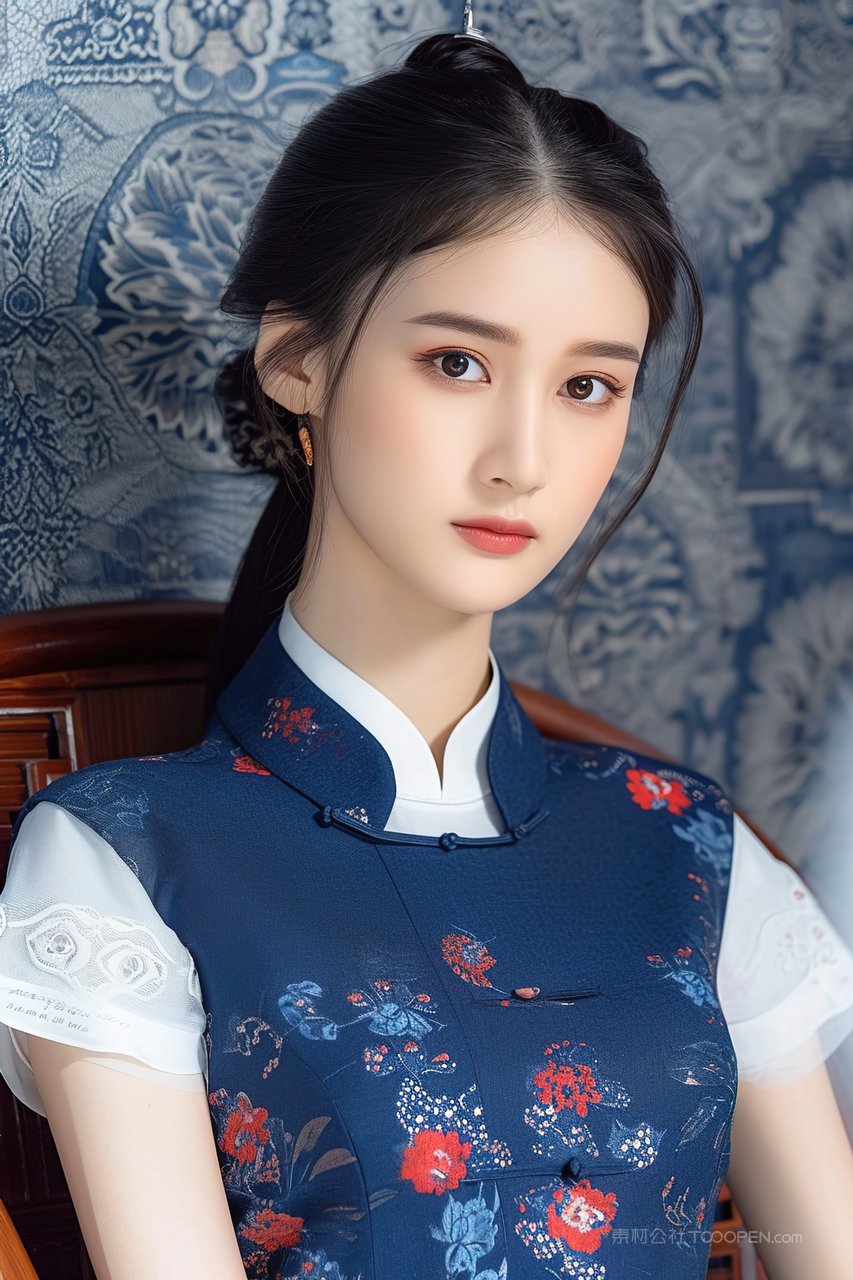 时尚长发少女年轻清纯优美