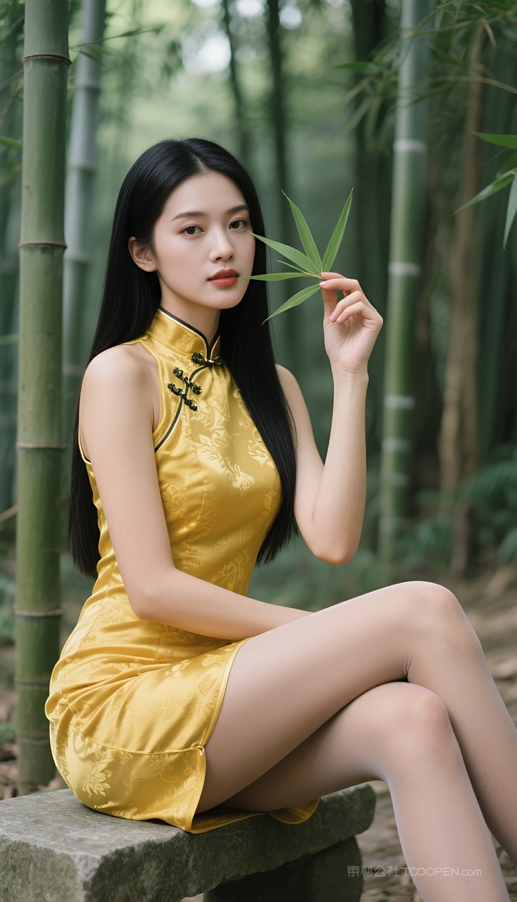 美女旗袍丝袜性感国风模特短裙少女美腿