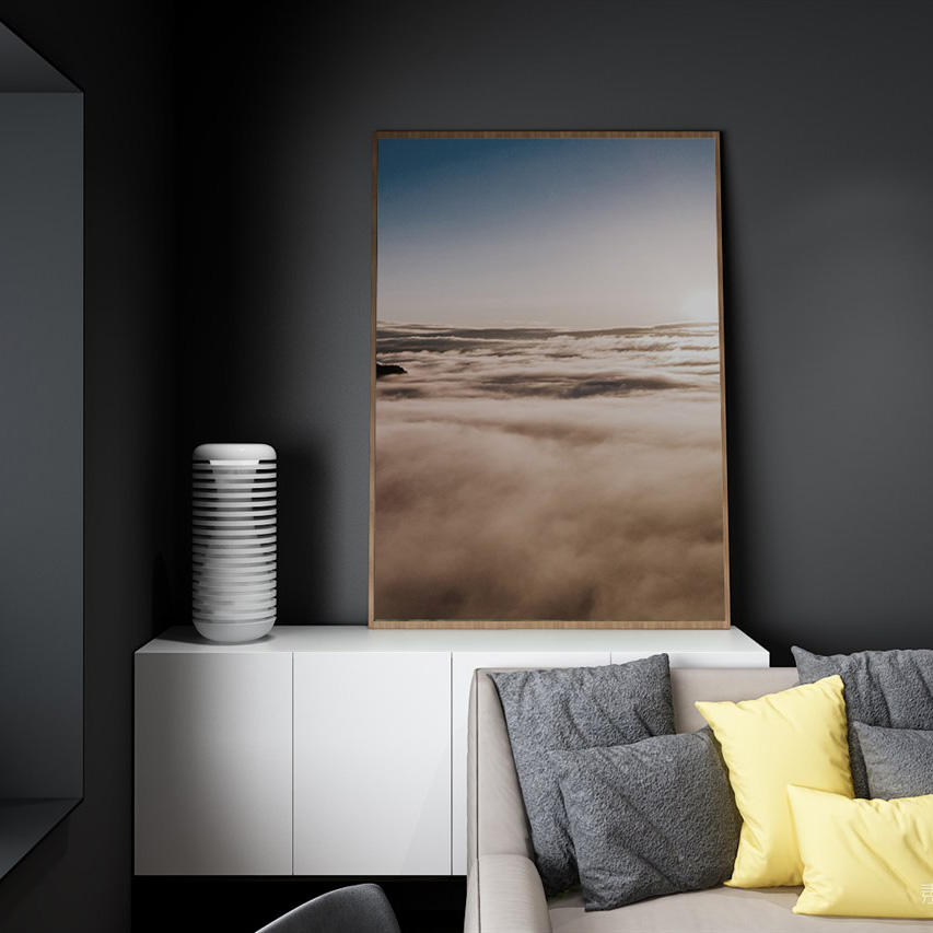 现代极简风格的客厅玄关柜装饰画样机