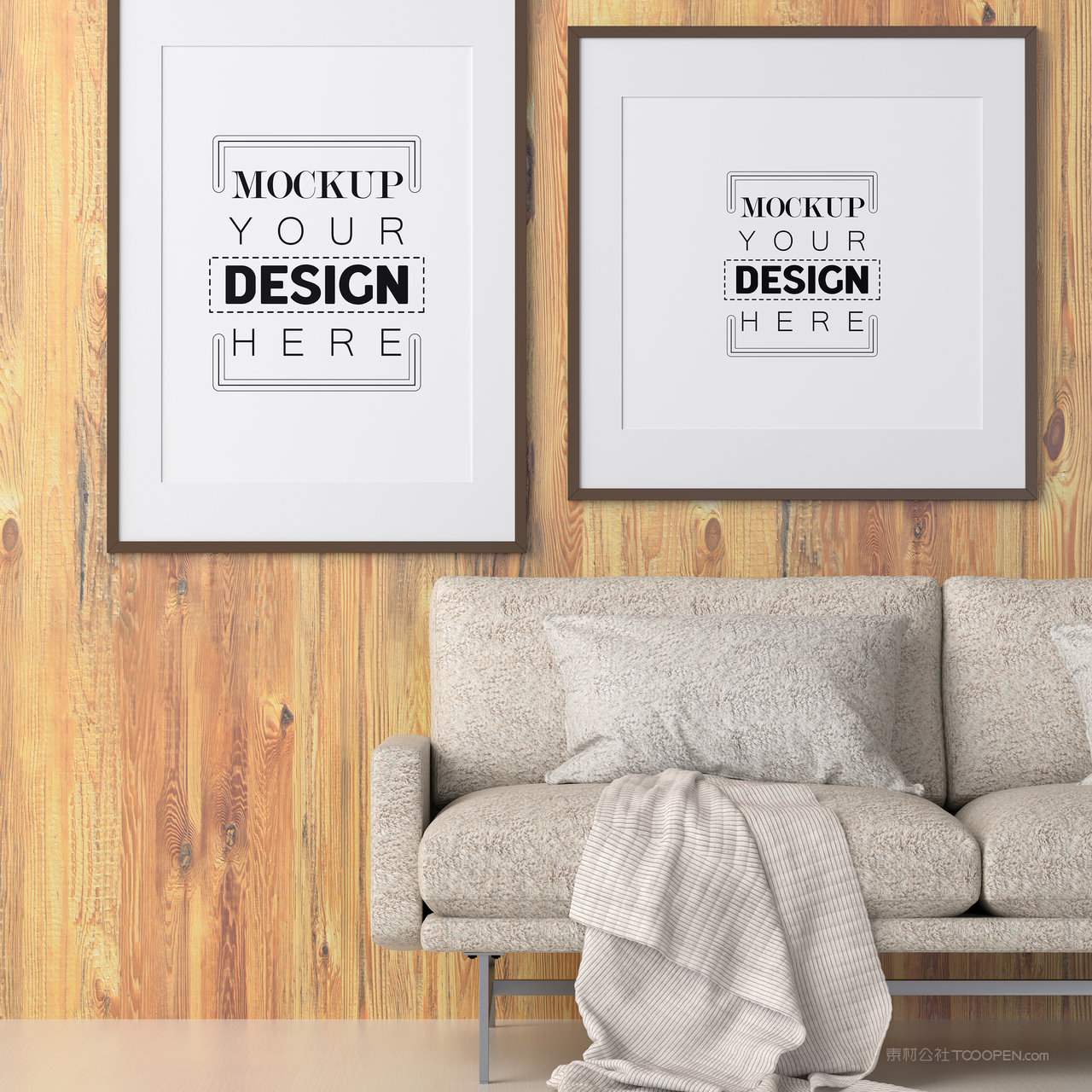 木质墙面装饰画画框贴图样机