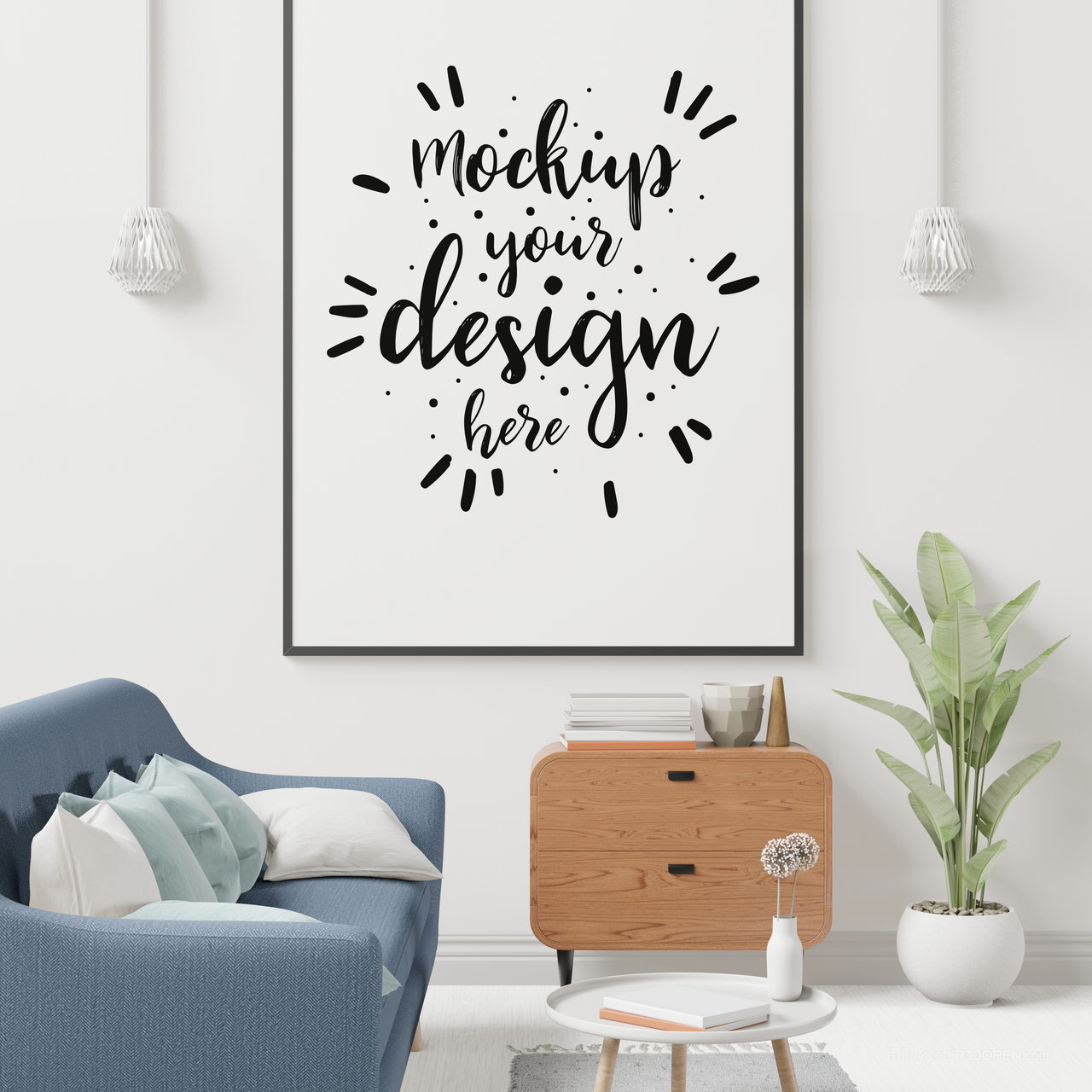 家居背景墙装饰画画框相框贴图样机