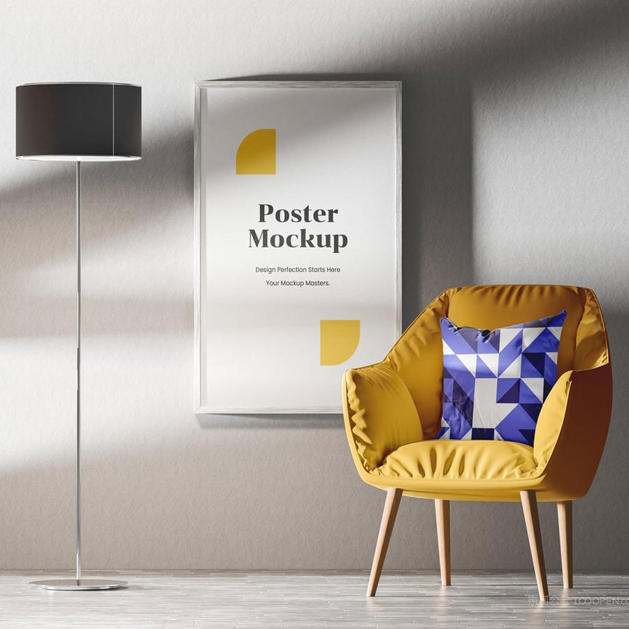 木制海报框架样机