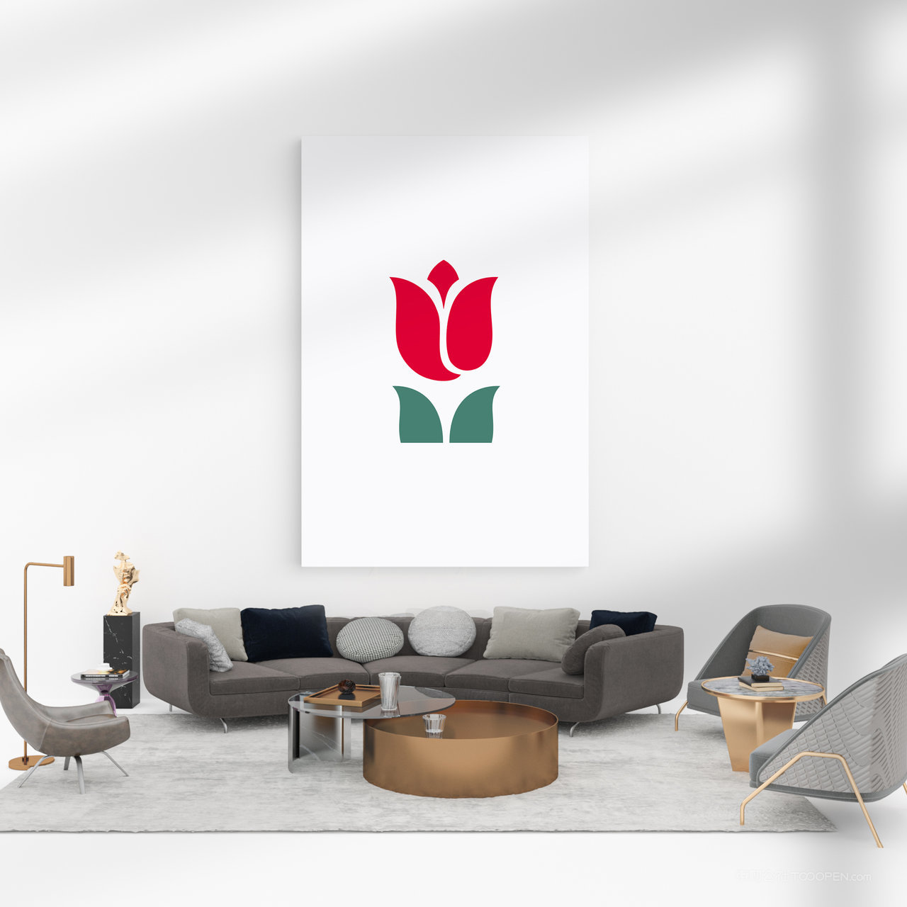 沙发背景墙装饰画画框墙上挂画贴图样机