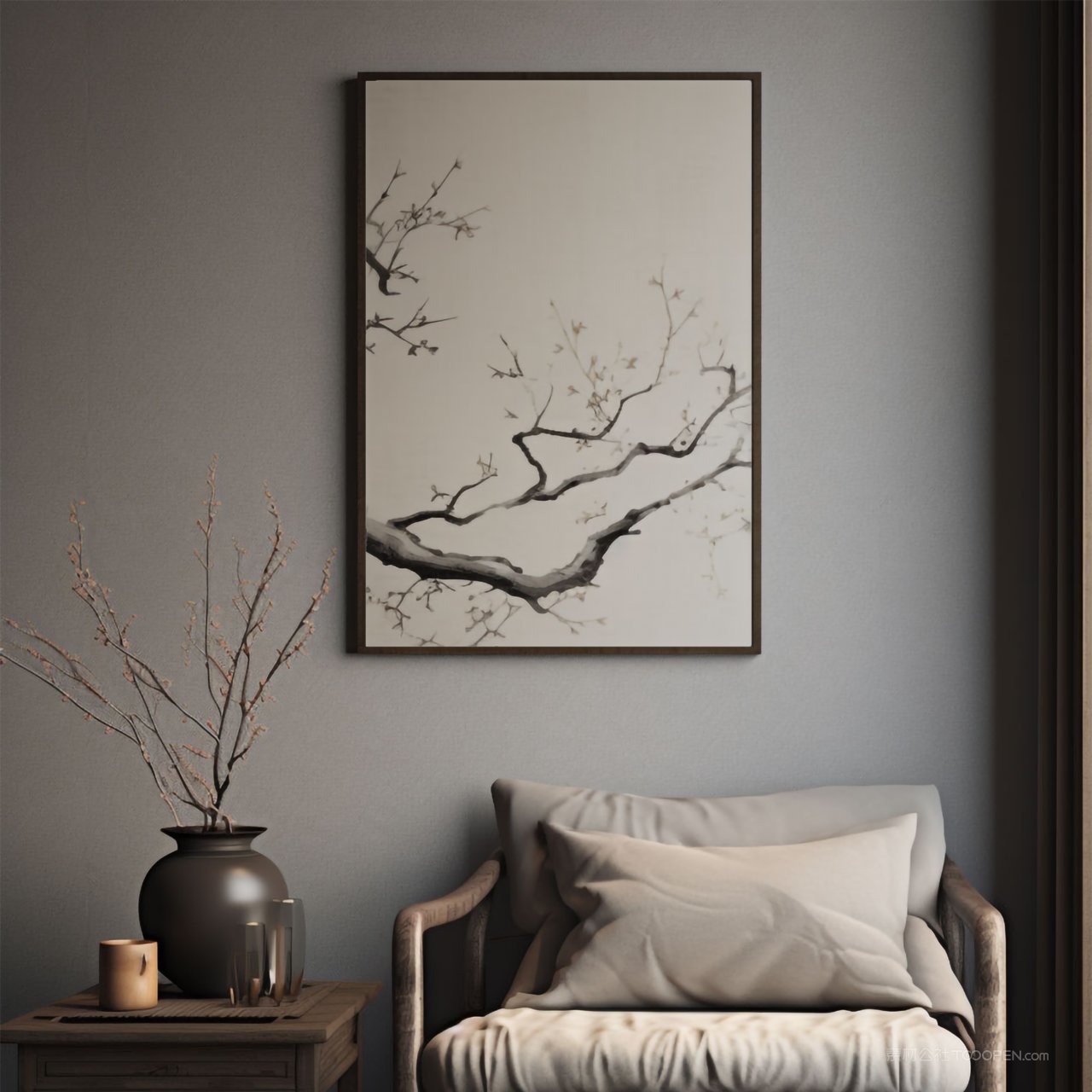 墙上画框挂画贴图样机