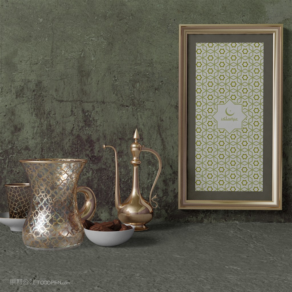 穆斯林风格墙上画框样机