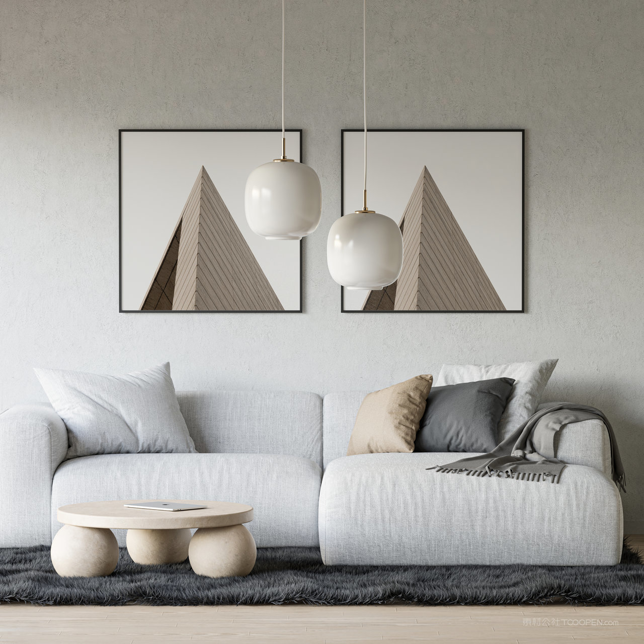 沙发背景墙墙上挂画画框相框贴图样机