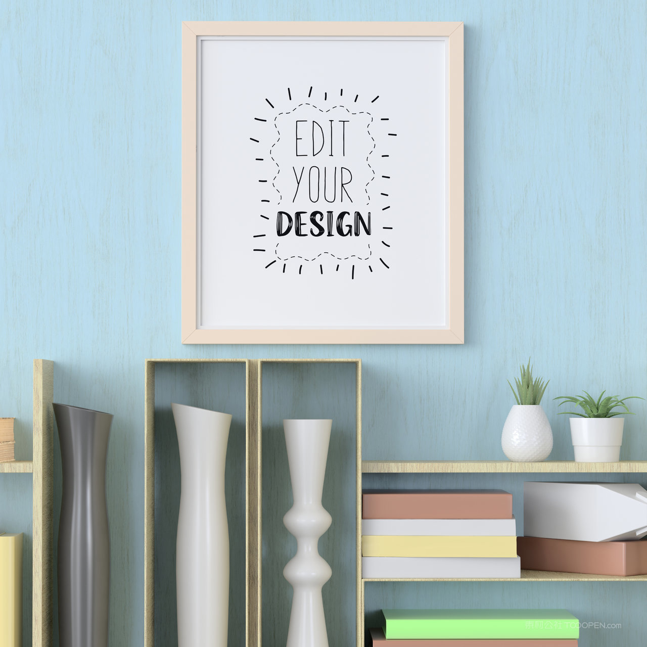 墙上挂画个人写真装饰画画框贴图样机