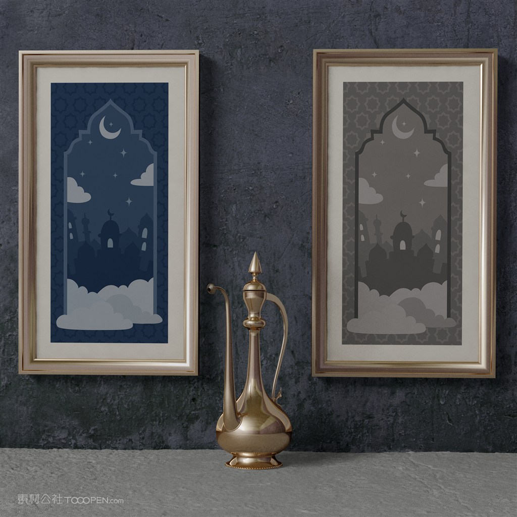 两个穆斯林风格画框贴图样机