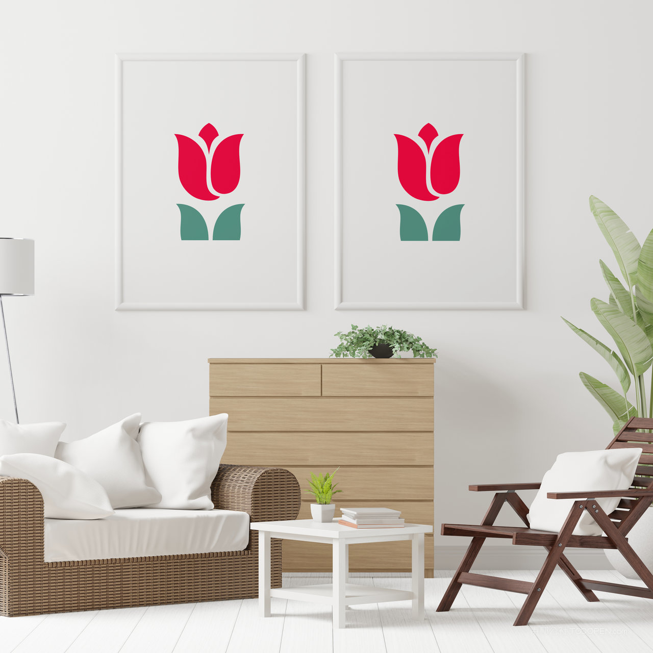 休闲区墙上挂画装饰画画框贴图样机