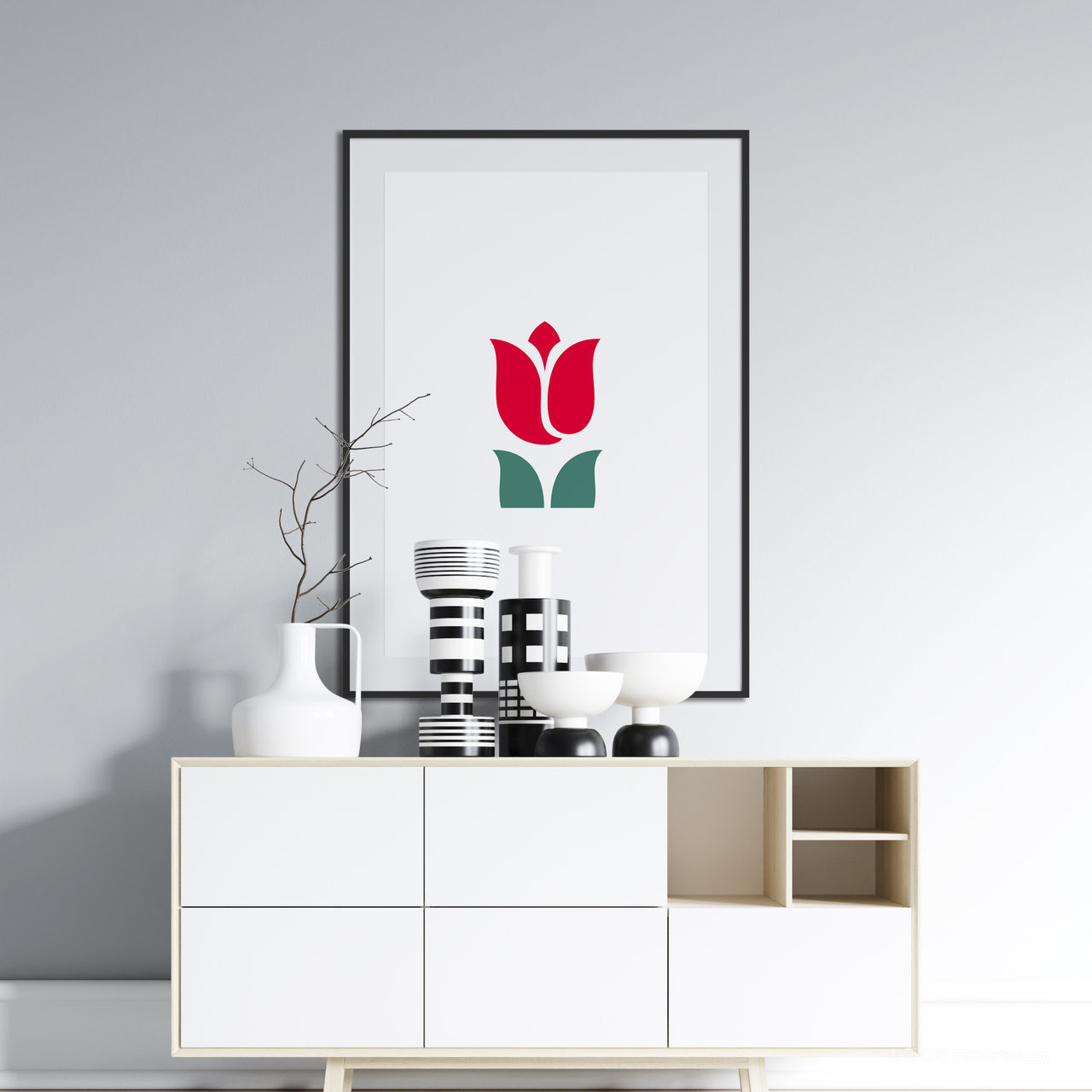 矮柜墙上挂画装饰画画框贴图样机