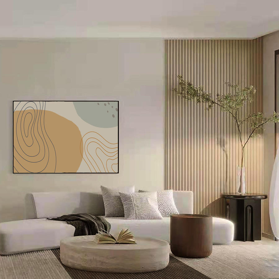 极简日式色沙发背景墙挂画贴图样机