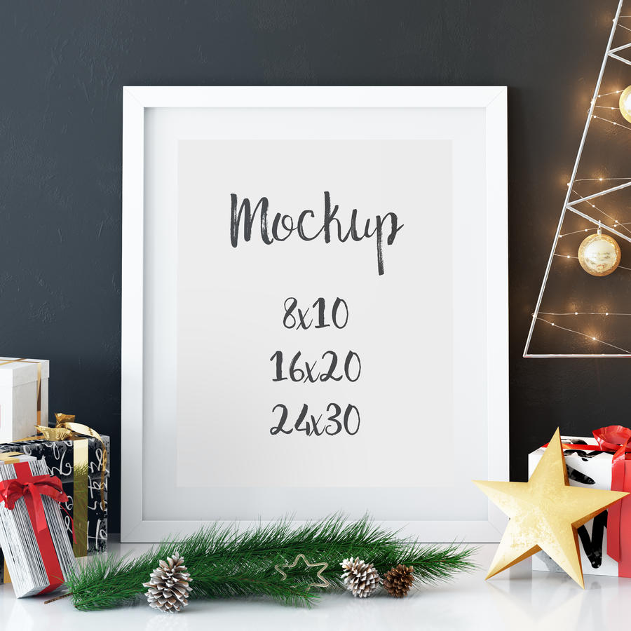 圣诞时尚墙面挂画样机psd