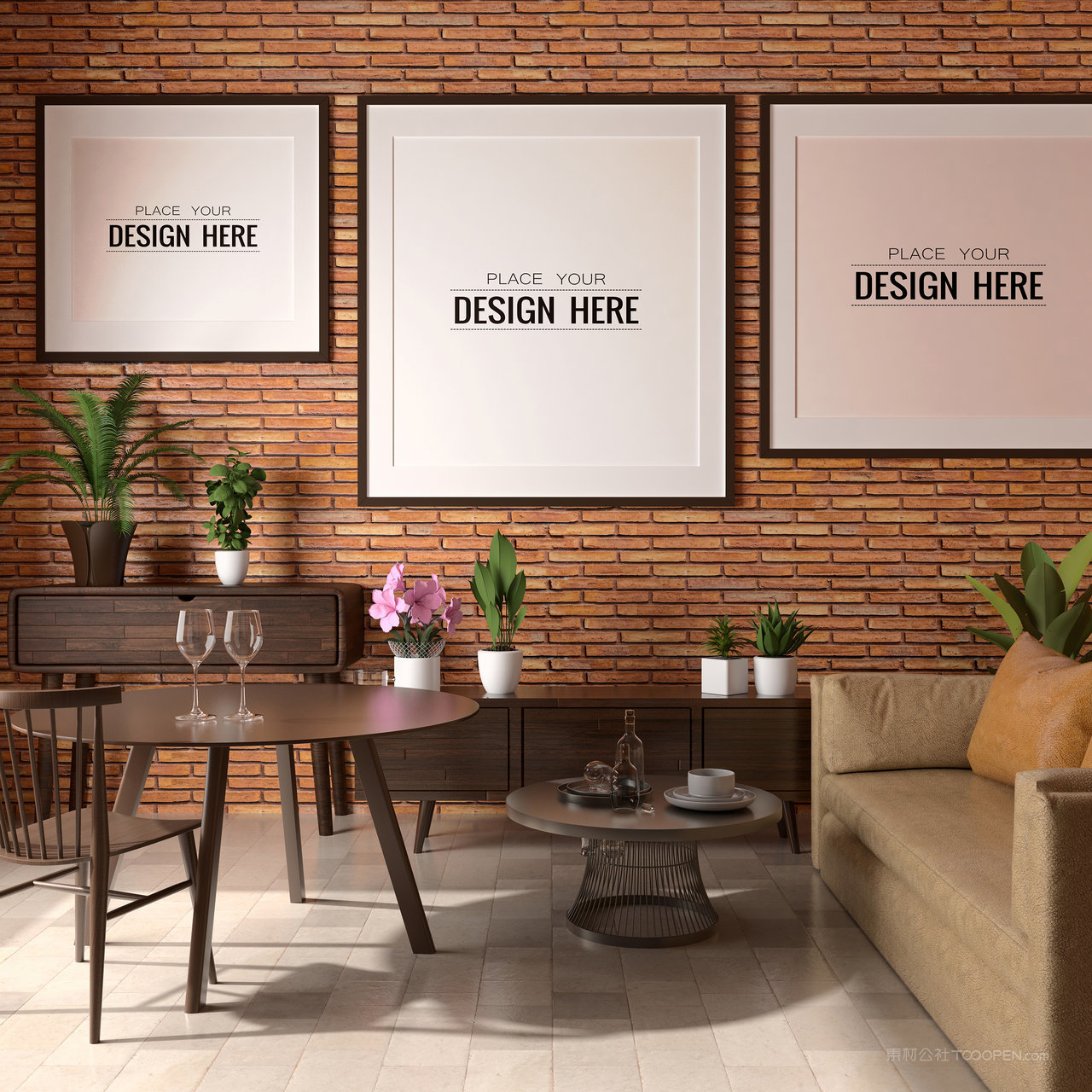 一组装饰画画框贴图样机